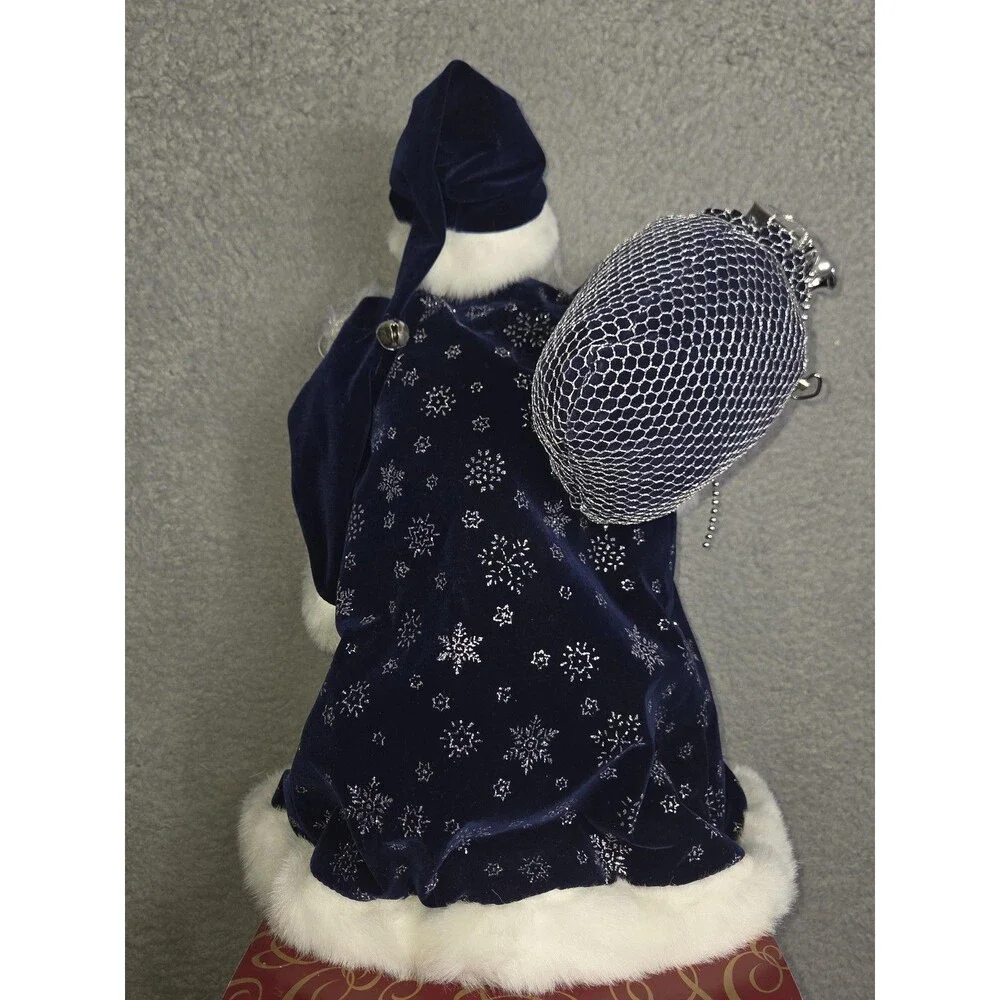 Vtg‎ San Francisco Music Box Co Christmas Santa Figurine Blue Velvet Plays